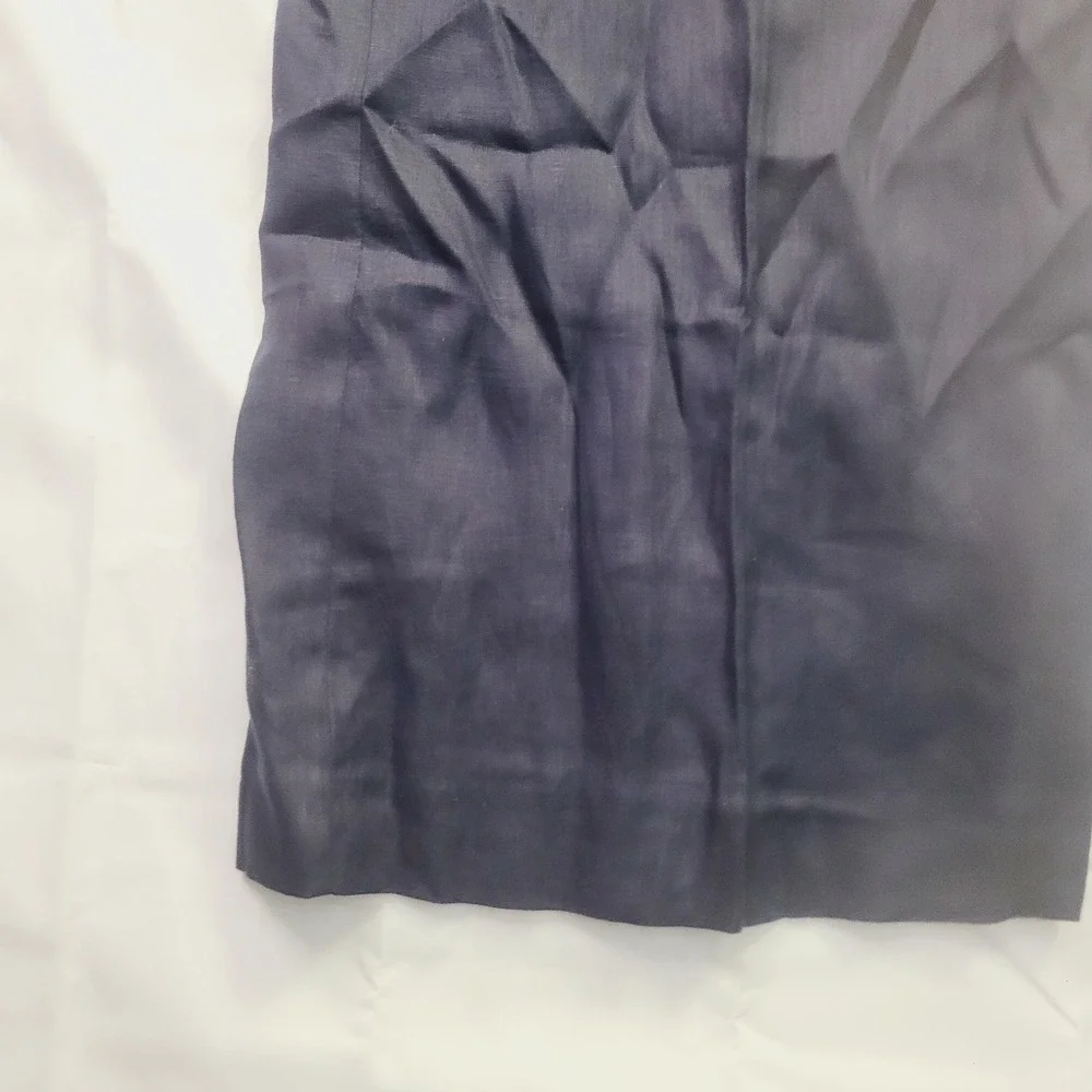 H&M Wide Leg Linen Blend Trousers Women's Size 12 Navy Blue Casual Professional